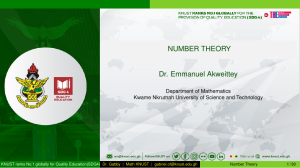 Number Theory Lecture Notes