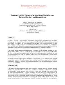 Research on Cold-Formed Tubular Members & Connections for AS 4100