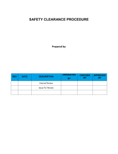Safety Clearance Procedure for Pre-Commissioning and Commissioning