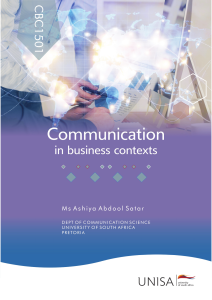 Communication in Business Contexts - UNISA CBC1501 Coursebook
