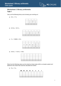 Binary Arithmetic Worksheet: Addition, Subtraction, & Fixed-Point
