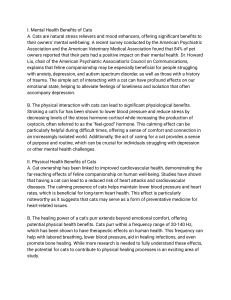 Benefits of Cats for Mental and Physical Health