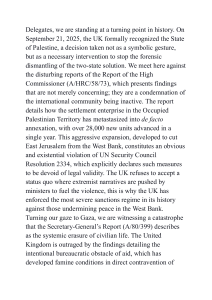 UK Statement on Palestine Recognition & Peace Roadmap