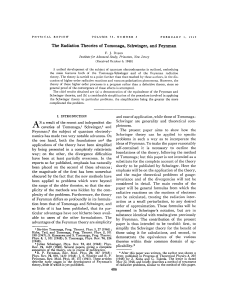 Radiation Theories of Tomonaga, Schwinger, Feynman | QED Research