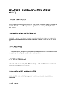 Solu&ccedil;&otilde;es Qu&iacute;mica - 2&ordm; Ano EM