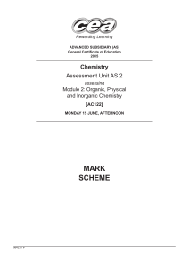 2015 Chemistry AS 2 Mark Scheme - Organic, Physical, Inorganic