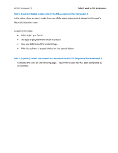 ME 241 Homework 3: Polymers & Crystal Structures