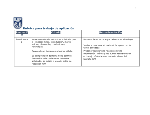 R&uacute;brica para Trabajo de Aplicaci&oacute;n