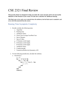 CSE 2321 Final Review: Algorithms & Graph Theory Practice Exam