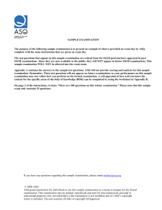 ASQ SSGB Sample Examination