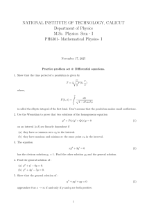 Mathematical Physics Problem Set 4: Differential Equations