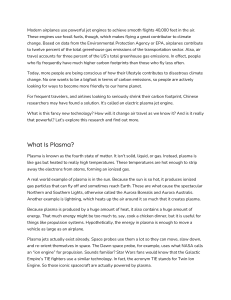 Electric Plasma Jet Engines: Zero-Carbon Air Travel