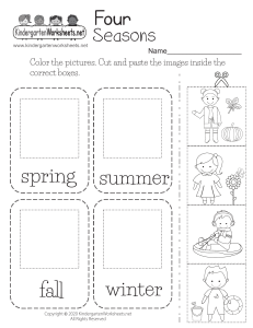 Four Seasons Worksheet for Kindergarten