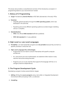Introductory C Programming Study Note