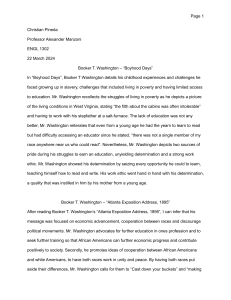 Analysis of Booker T. Washington's Works