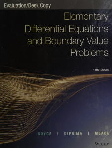 Elementary Differential Equations and Boundary Value Problems 11th Ed