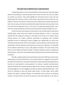 The Dark Secret Behind Zoos&rsquo; Entertainment Essay