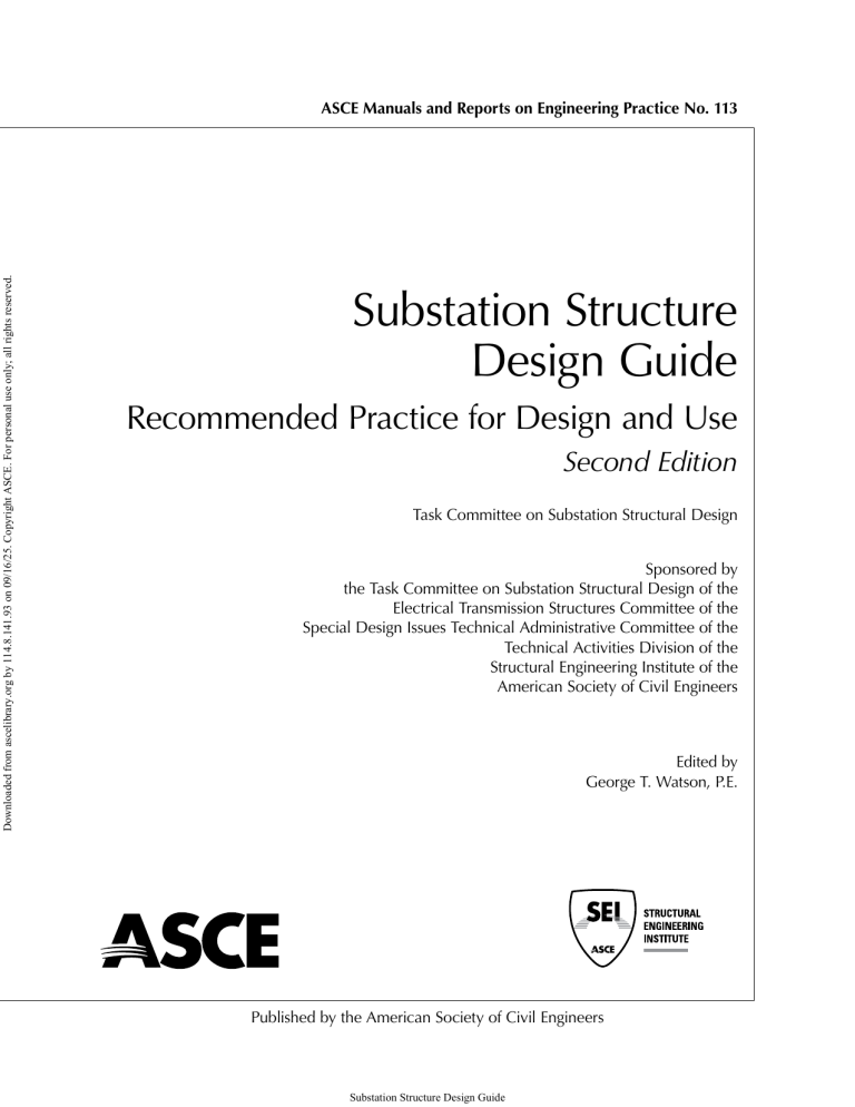 Substation Structure Design Guide: ASCE MOP 113