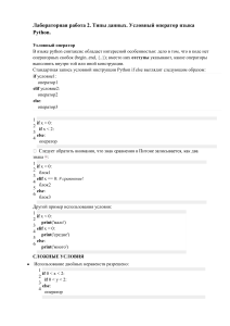 Лабораторная работа 2: Условный оператор Python