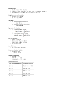 Reglas y F&oacute;rmulas de Probabilidad