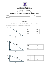 Trigonometric Ratios Activity Sheet - High School Math