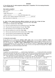 English Revision Worksheet with Exercises