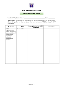 NCOI Annotations Form for Teacher IV Applicants