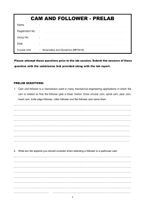 Cam and Follower Prelab Questions for Kinematics Lab