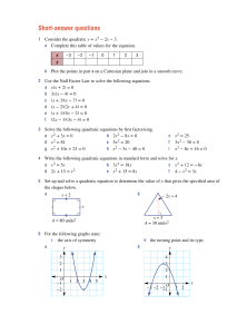 Quadratic Equations Chapter Review