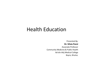 Health Education: Definitions, Aims, and Principles