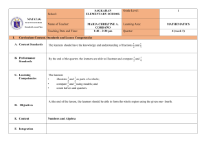Grade 1 Math Lesson Plan: Fractions 1/2 and 1/4