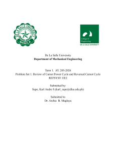 Carnot Cycle Problem Set - DLSU Mechanical Engineering