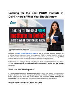 Best PGDM Institute in Delhi: A Guide