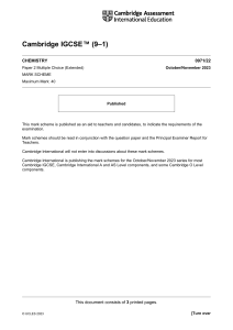 Cambridge IGCSE Chemistry Mark Scheme 2023