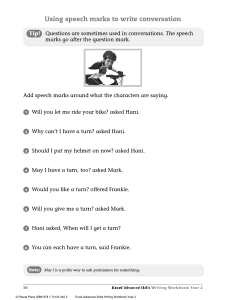 Using Speech Marks to Write Conversation Workbook