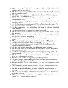 Evolution Study Questions: Biology Review Guide