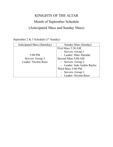September Altar Server Schedule Knights of the Altar