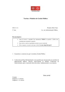 Mini Teste de Teorias e Modelos de Gest&atilde;o P&uacute;blica - Universidade do Minho