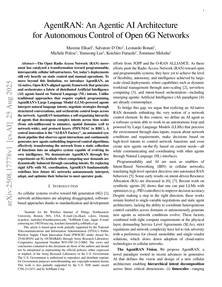 AgentRAN: Agentic AI for Autonomous 6G Networks