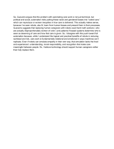 Ethical Concerns in Automating Care Work