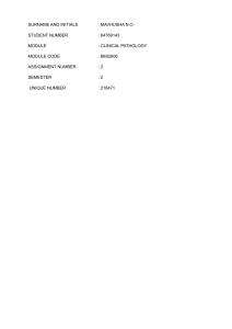 Clinical Pathology Assignment Answers