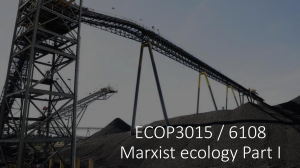 Marxist Ecology Part I Lecture Plan