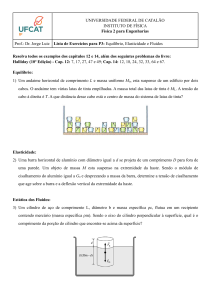 Lista de Exerc&iacute;cios de F&iacute;sica: Equil&iacute;brio, Elasticidade, Fluidos