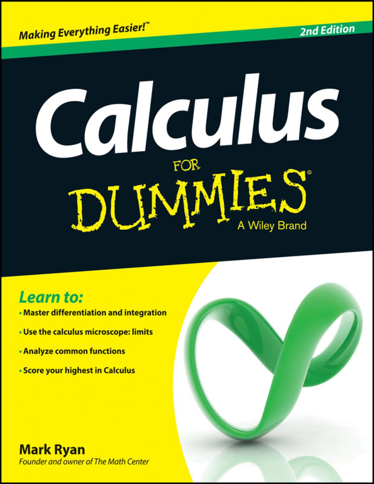Calculus For Dummies 2nd Edition Textbook