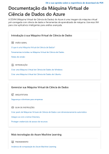 Documenta&ccedil;&atilde;o da M&aacute;quina Virtual de Ci&ecirc;ncia de Dados do Azure