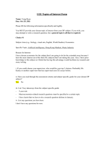 IB Economics Extended Essay Topic Selection Form