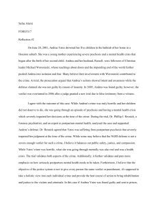 Andrea Yates Case Reflection: Insanity Defense Analysis