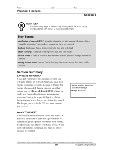 Personal Finances: Saving & Investing