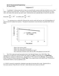 Environmental Engineering Assignment 2: Reaction Kinetics