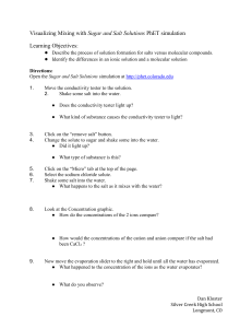 Visualizing Sugar and Salt Solutions PhET Simulation Worksheet
